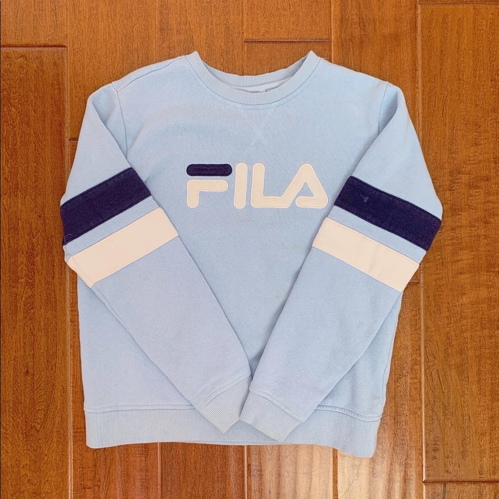 S Fila navy/white/baby blue colorblock crewneck